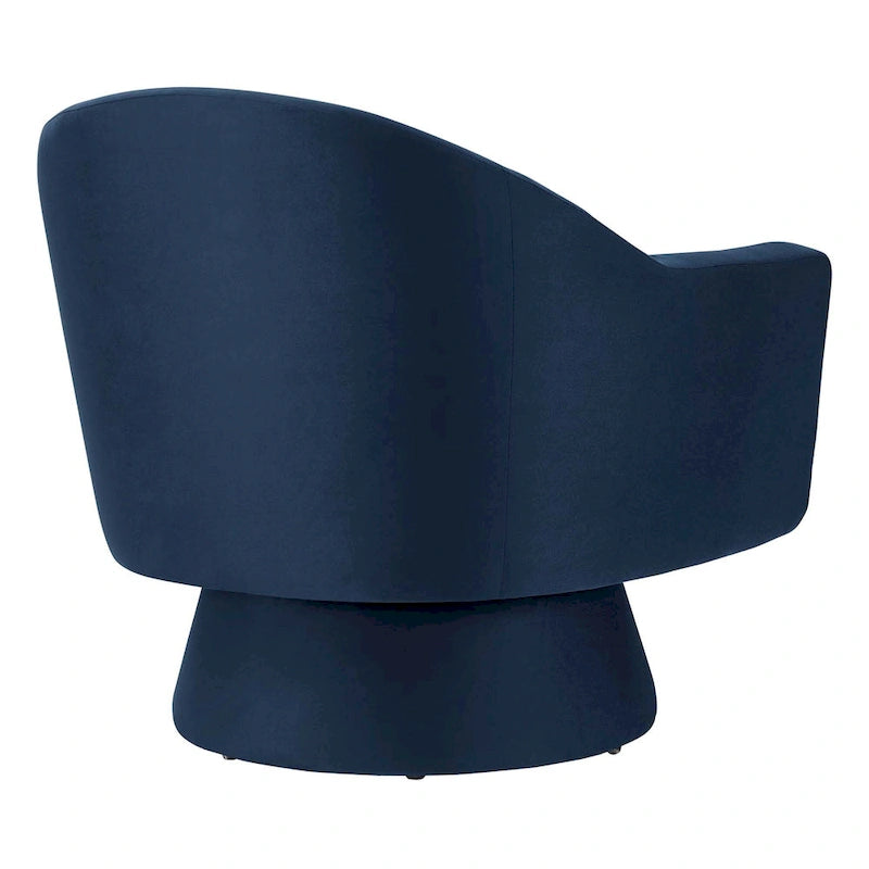 Performance Velvet Fabric and Wood Swivel Chair