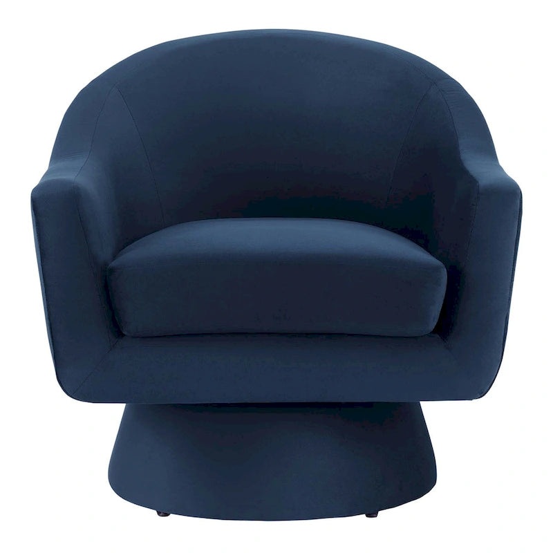 Performance Velvet Fabric and Wood Swivel Chair
