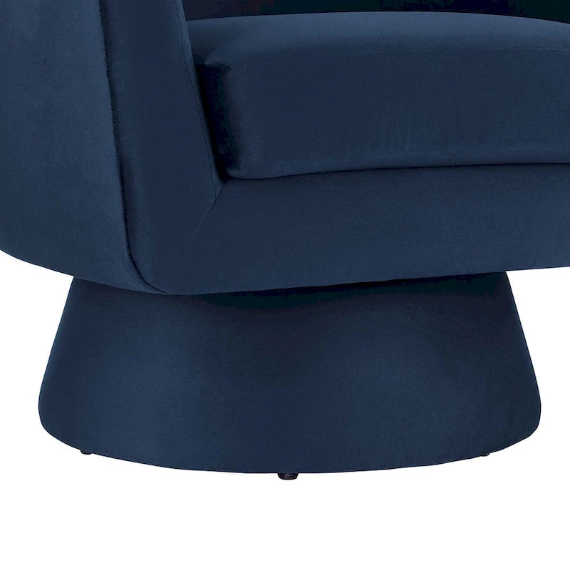 Performance Velvet Fabric and Wood Swivel Chair