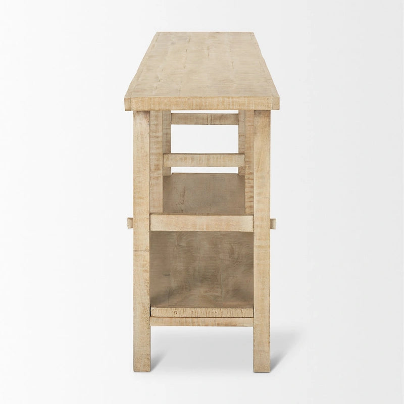 Large Blonde Wood Console Table