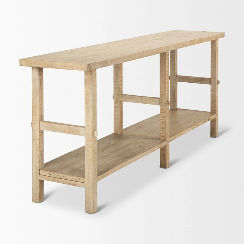 Large Blonde Wood Console Table
