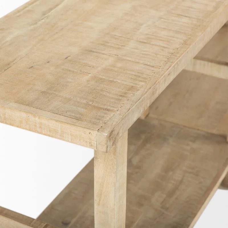 Large Blonde Wood Console Table