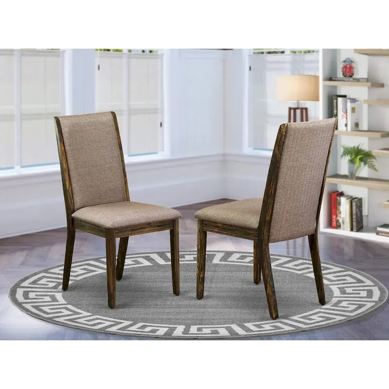Parson Chairs - Linen Fabric Padded Dining Chairs , Set of 2 , (Finish Options)
