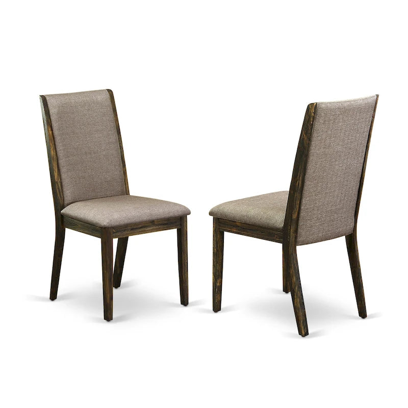 Parson Chairs - Linen Fabric Padded Dining Chairs , Set of 2 , (Finish Options)