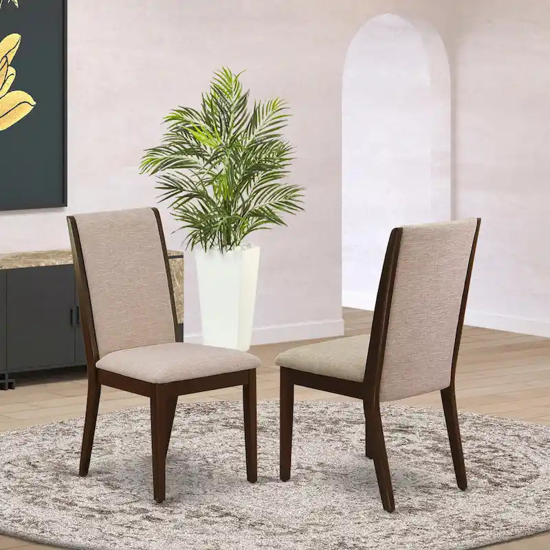 Parson Chairs - Linen Fabric Padded Dining Chairs , Set of 2 , (Finish Options)