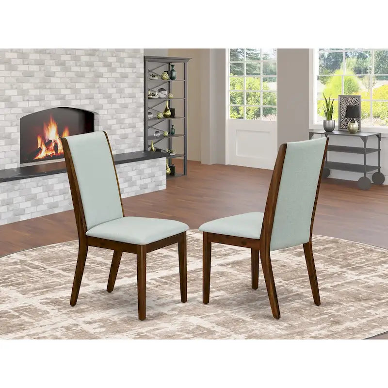 Parson Chairs - Linen Fabric Padded Dining Chairs , Set of 2 , (Finish Options)