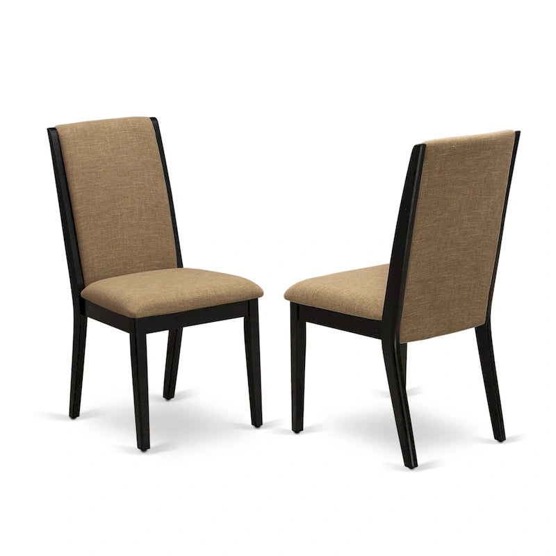 Parson Chairs - Linen Fabric Padded Dining Chairs , Set of 2 , (Finish Options)