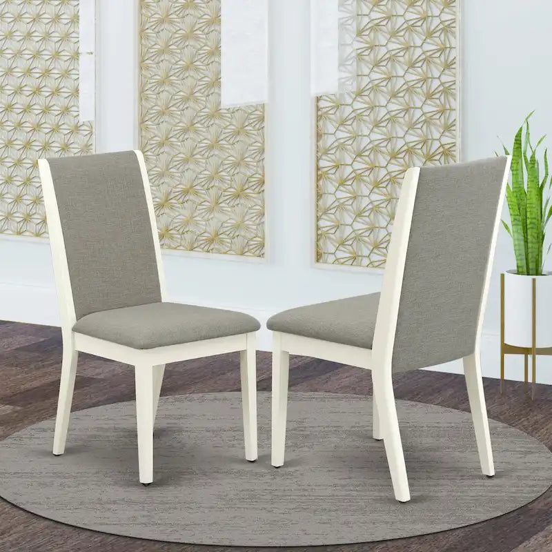 Parson Chairs - Linen Fabric Padded Dining Chairs , Set of 2 , (Finish Options)