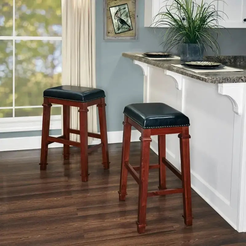 Black Faux Leather Backless 31.01 - inch Bar Stool