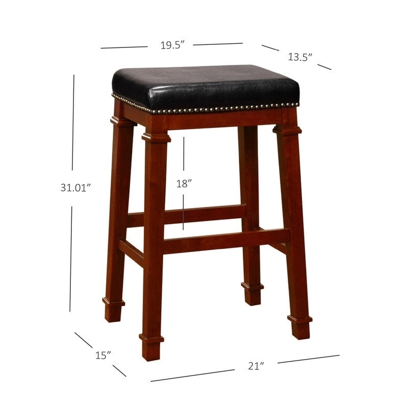 Black Faux Leather Backless 31.01 - inch Bar Stool