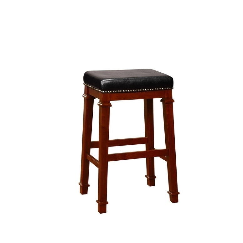 Black Faux Leather Backless 31.01 - inch Bar Stool