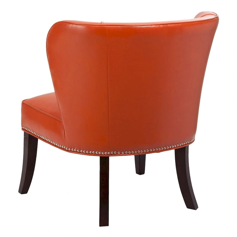 Orange Concave Back Armless Accent Chair