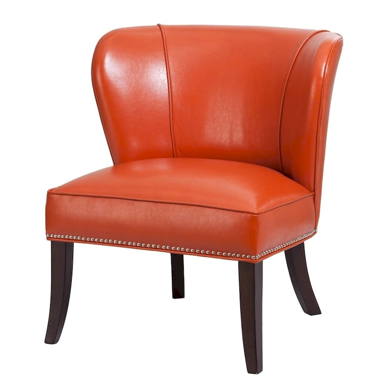Orange Concave Back Armless Accent Chair
