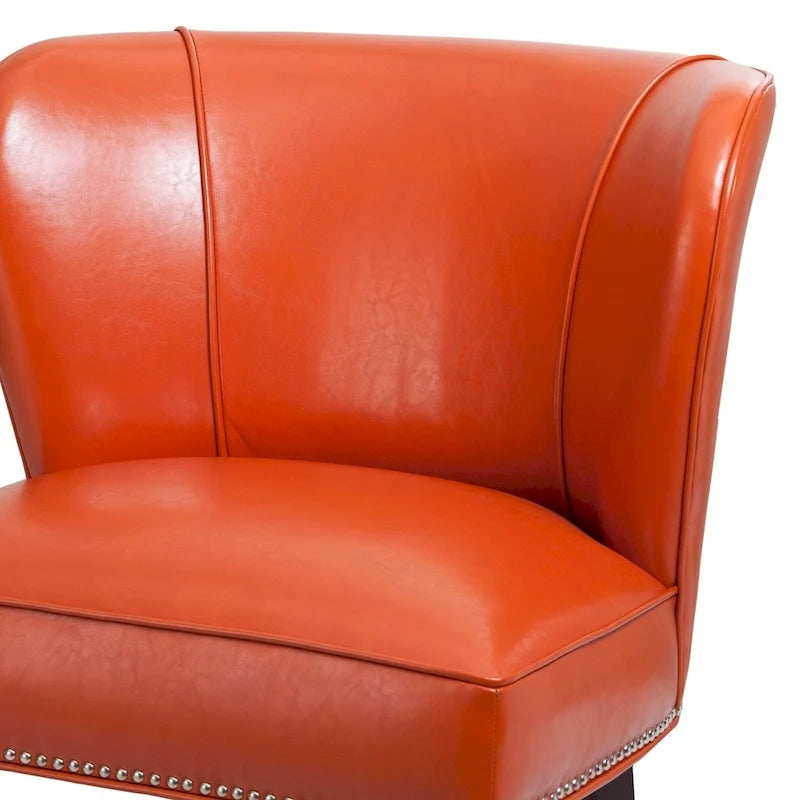 Orange Concave Back Armless Accent Chair