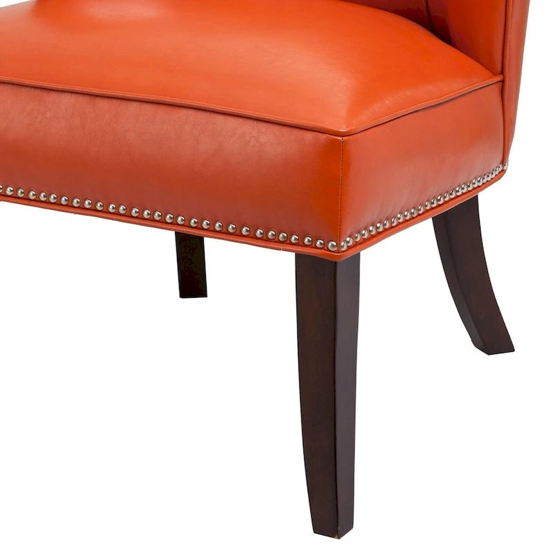 Orange Concave Back Armless Accent Chair