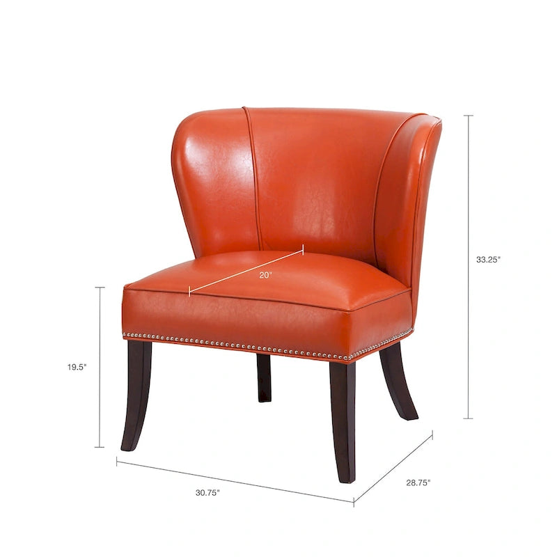 Orange Concave Back Armless Accent Chair