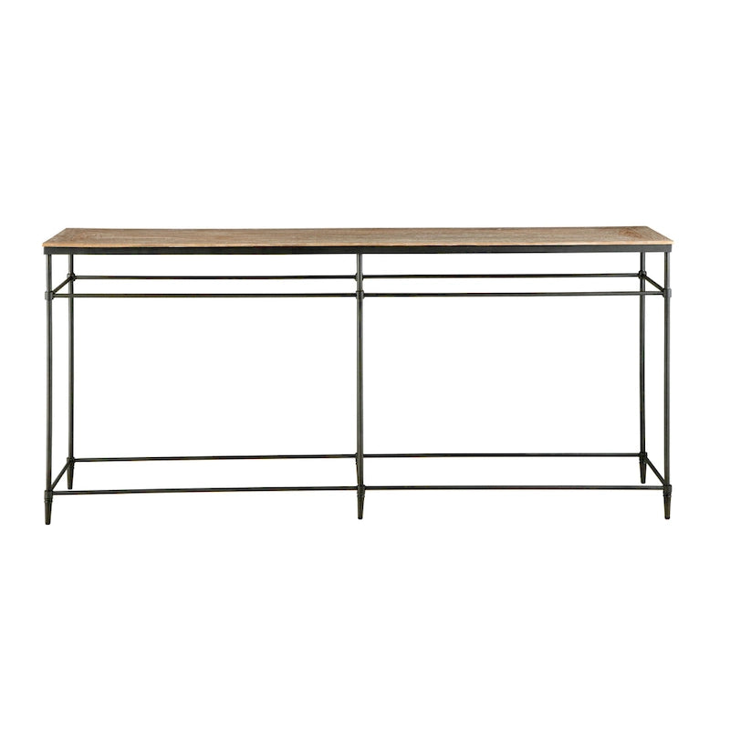 74 Mango Solid Wood and Metal Sofa Console Table - 74 inches long x 14 inches wide x 35.5 inches high