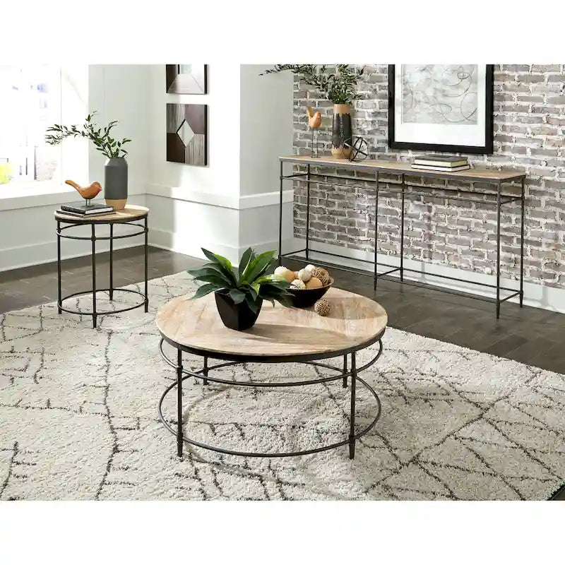 74 Mango Solid Wood and Metal Sofa Console Table - 74 inches long x 14 inches wide x 35.5 inches high
