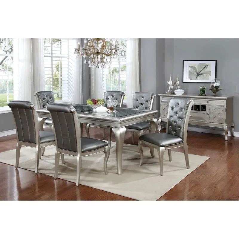 Glam 66 - inch Glass Top Wood Dining Table