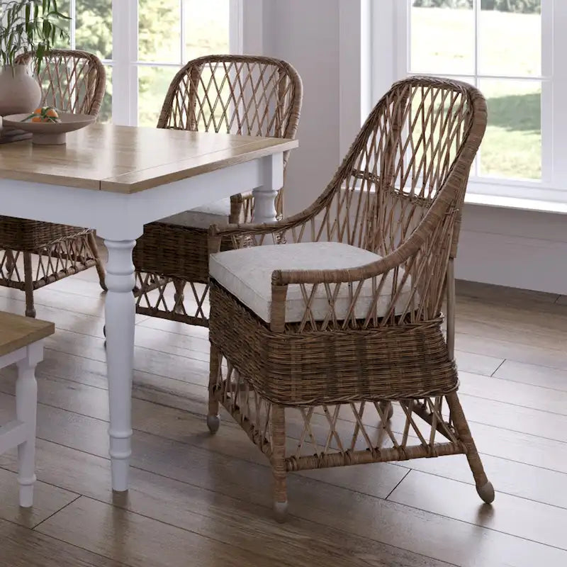 Curvilinear Rattan Cushioned Dining Chair - 22x23x39