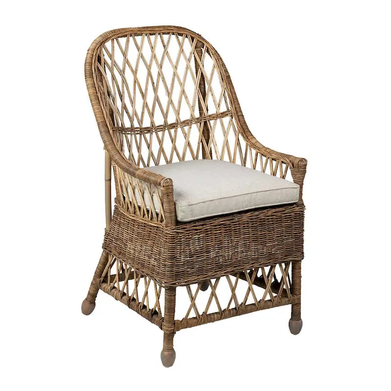 Curvilinear Rattan Cushioned Dining Chair - 22x23x39