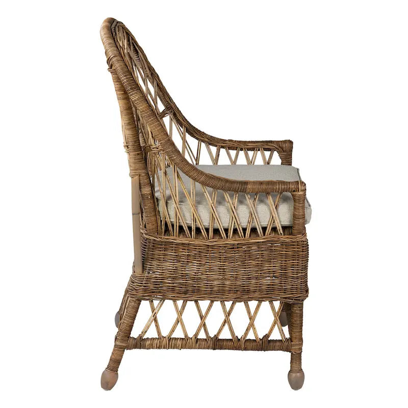 Curvilinear Rattan Cushioned Dining Chair - 22x23x39