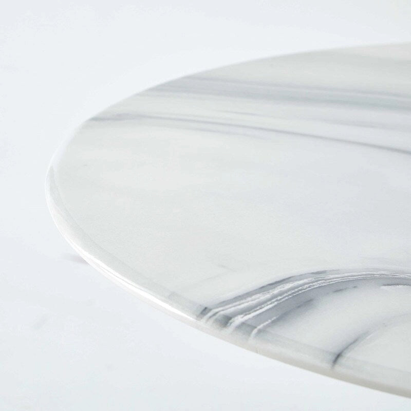 42.1 Tulip Dining Table With Round Marble Pattern Table Top for 4 - 6 People