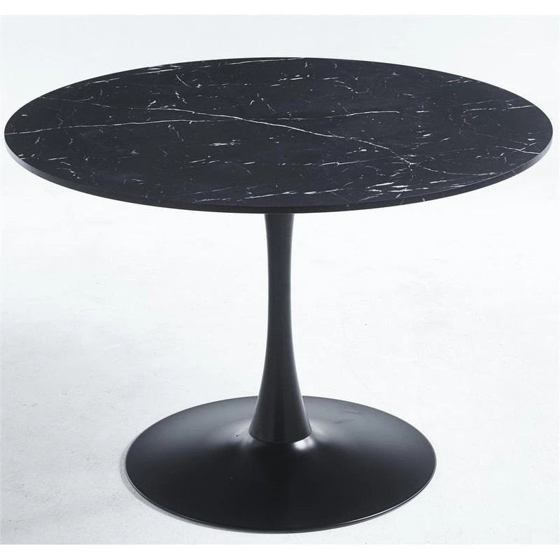 42.1 Tulip Dining Table With Round Marble Pattern Table Top for 4 - 6 People
