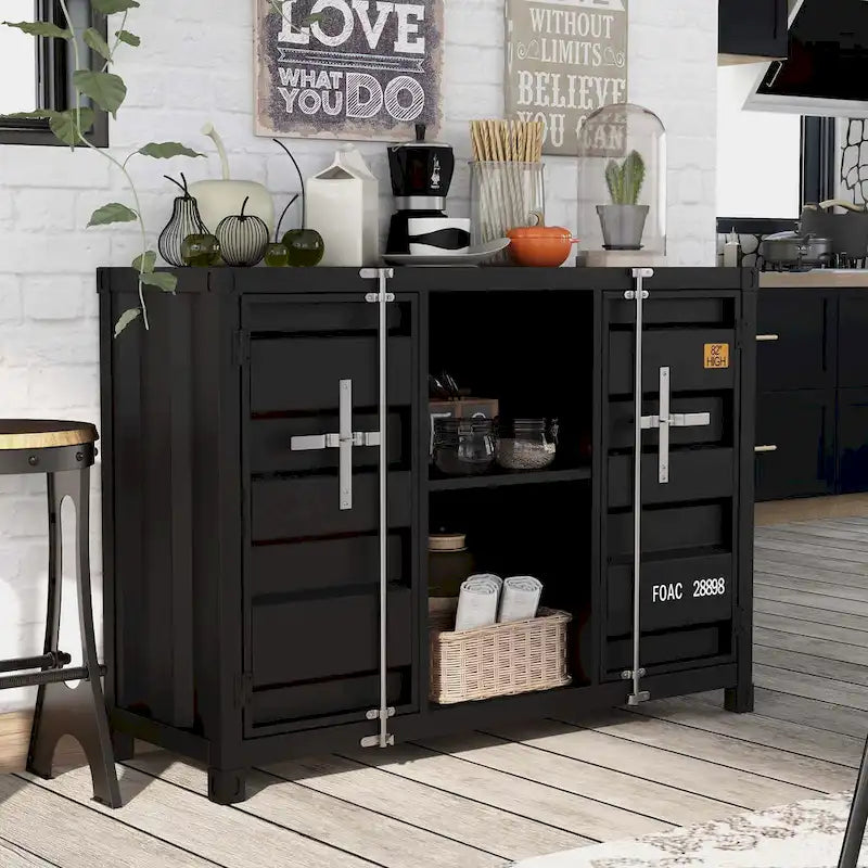 Industrial 46 - inch Steel 6 - Shelf Console Table