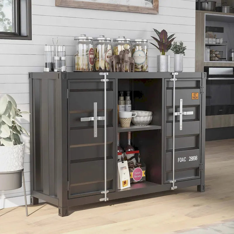 Industrial 46 - inch Steel 6 - Shelf Console Table