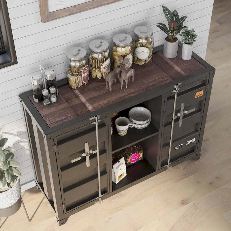 Industrial 46 - inch Steel 6 - Shelf Console Table