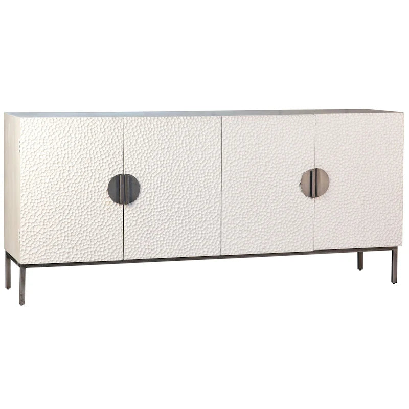 79 - inch White Reclaimed Pine and Iron Contemporary 4 - Door Sideboard
