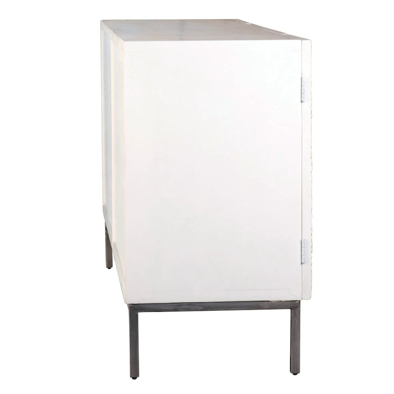 79 - inch White Reclaimed Pine and Iron Contemporary 4 - Door Sideboard