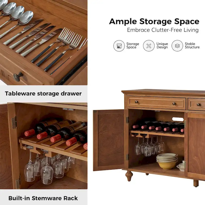 58Traditional Wide 2 Drawer Sideboard with Adjustable Shelves