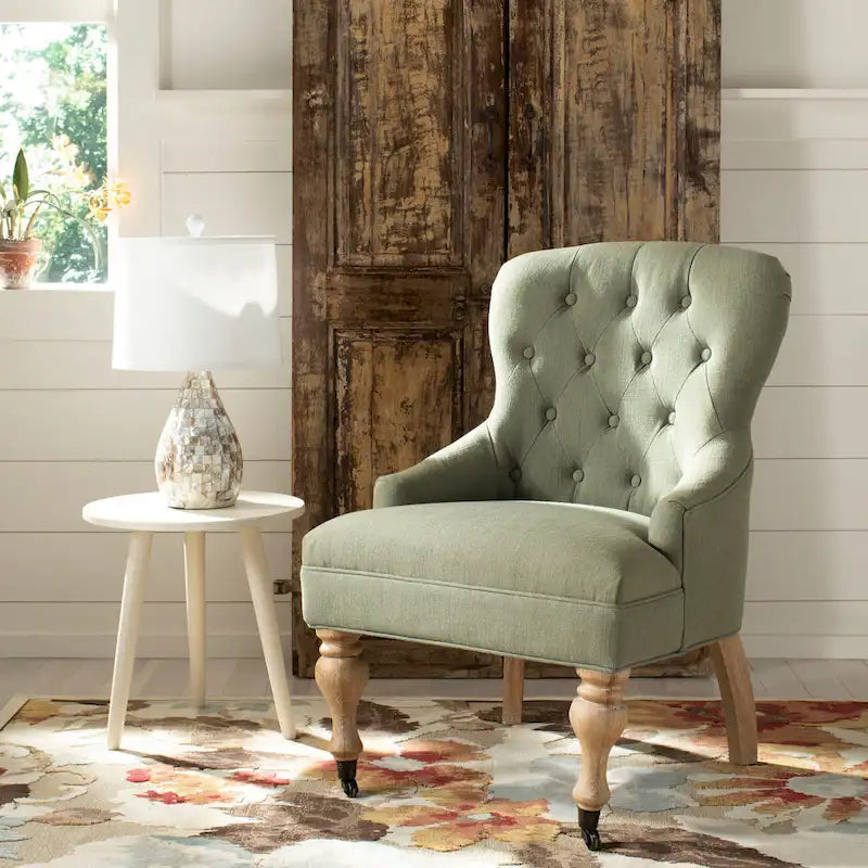 Tufted Beige Petite Arm Chair - 23.6 x 28.7 x 34.6 - 24Wx29Dx35H