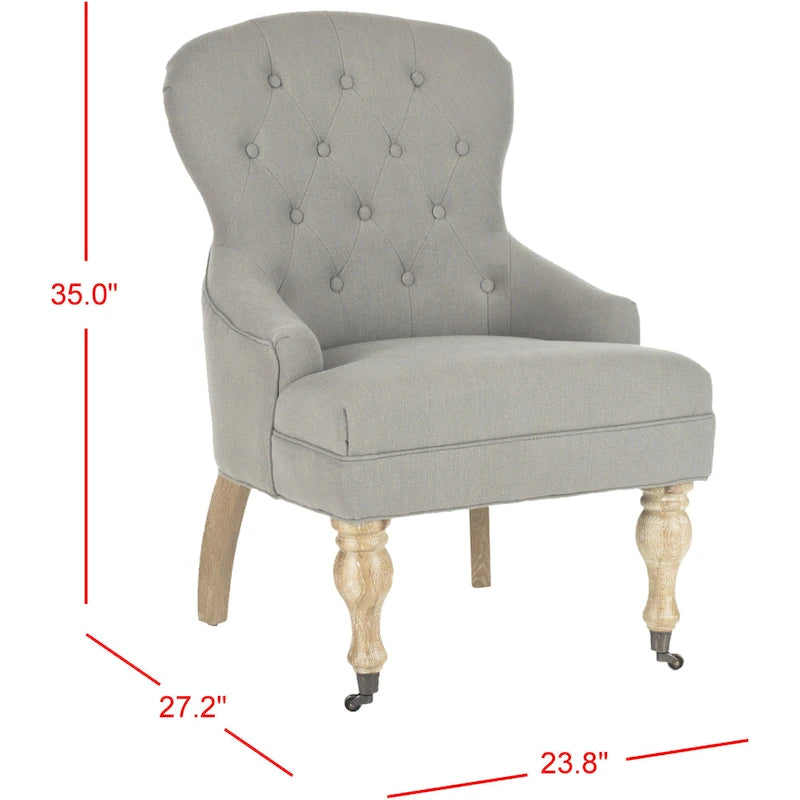 Tufted Beige Petite Arm Chair - 23.6 x 28.7 x 34.6 - 24Wx29Dx35H