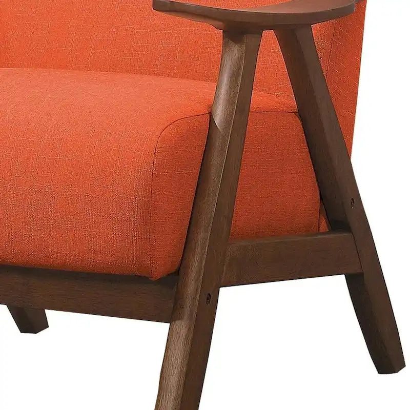 Fabric Upholstered Accent Chair with Curved Armrests , Orange - 31.5 H x 32 W x 28.5 L