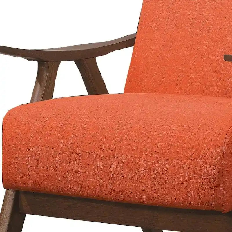 Fabric Upholstered Accent Chair with Curved Armrests , Orange - 31.5 H x 32 W x 28.5 L
