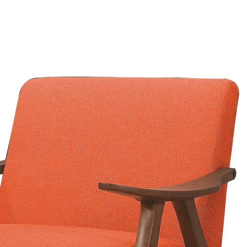 Fabric Upholstered Accent Chair with Curved Armrests , Orange - 31.5 H x 32 W x 28.5 L