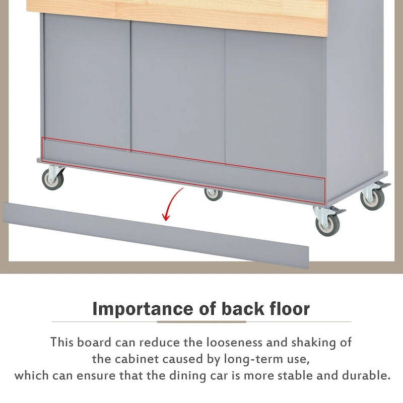 Rolling Mobile Kitchen Island with Drop Leaf - Solid Wood Top , Locking Wheels & Storage Cabinet 52.7 Inch Width