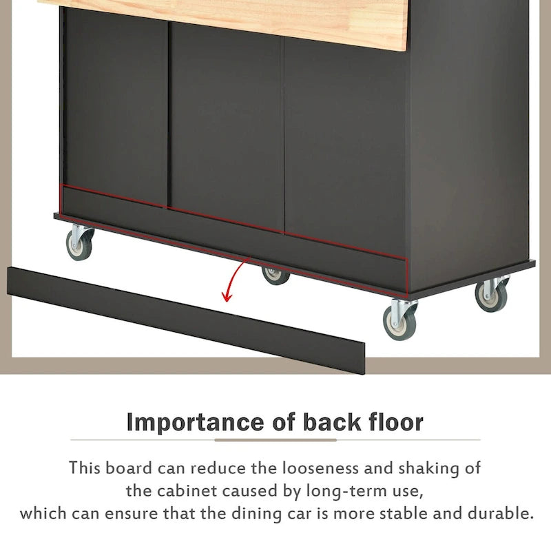 Rolling Mobile Kitchen Island with Drop Leaf - Solid Wood Top , Locking Wheels & Storage Cabinet 52.7 Inch Width