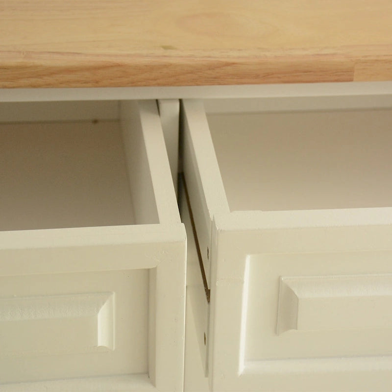 Kitchen Island & Kitchen Cart , Rubber Wood Top , Big & Adjustable Shelf Inside Cabinet for Different Utensils.