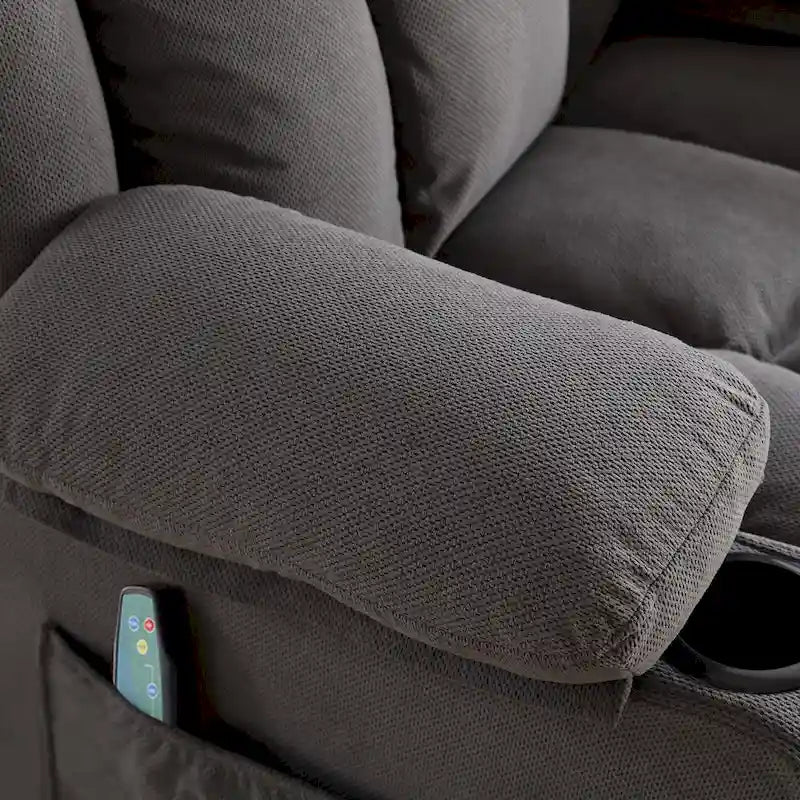 Dotted Velvet Massage Heated Manual Recliner Chair w/360 Swivel Base