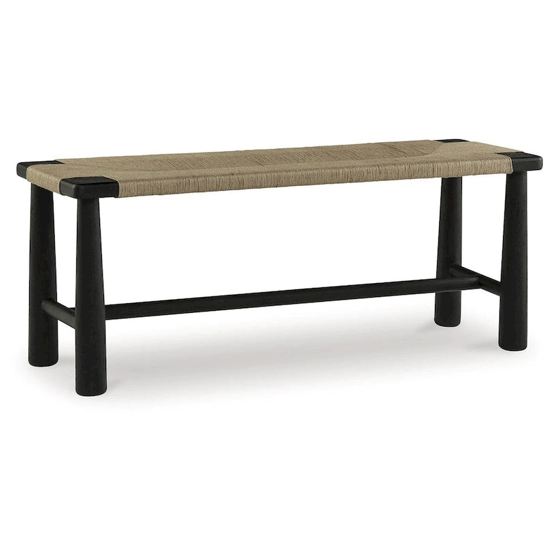 Black/Natural Accent Bench - 48.13 W x 16.13 D x 18 H