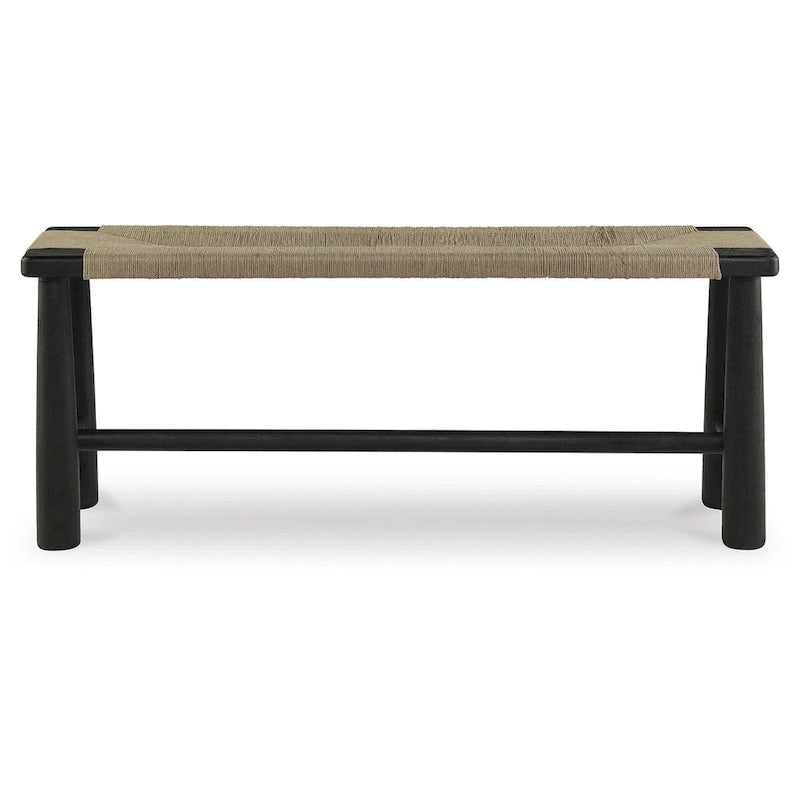 Black/Natural Accent Bench - 48.13 W x 16.13 D x 18 H