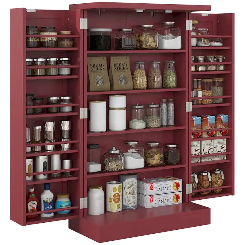 41 5 - tier Pantry Storage Cabinet with 12 Door Shelves , Double Doors