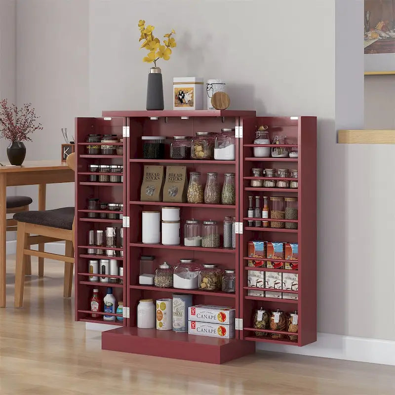 41 5 - tier Pantry Storage Cabinet with 12 Door Shelves , Double Doors