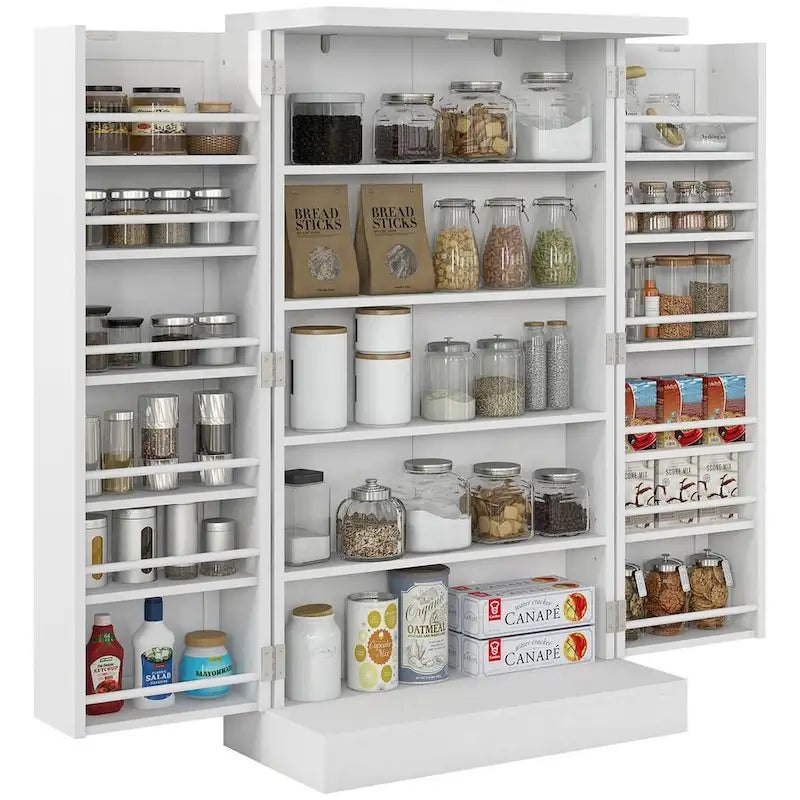 41 5 - tier Pantry Storage Cabinet with 12 Door Shelves , Double Doors