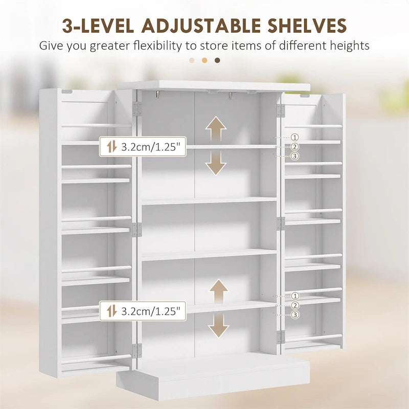 41 5 - tier Pantry Storage Cabinet with 12 Door Shelves , Double Doors