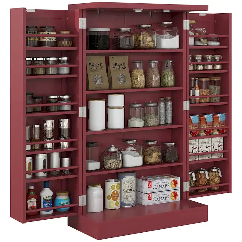 41 5 - tier Pantry Storage Cabinet with 12 Door Shelves , Double Doors